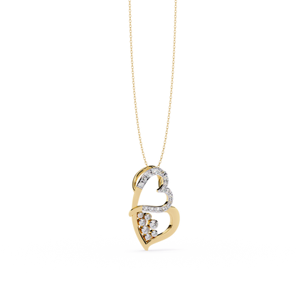 Modern Double Heart Design 0.36 Lab Grown Diamond Pendant in 3.98 Gold Setting (No Chain)