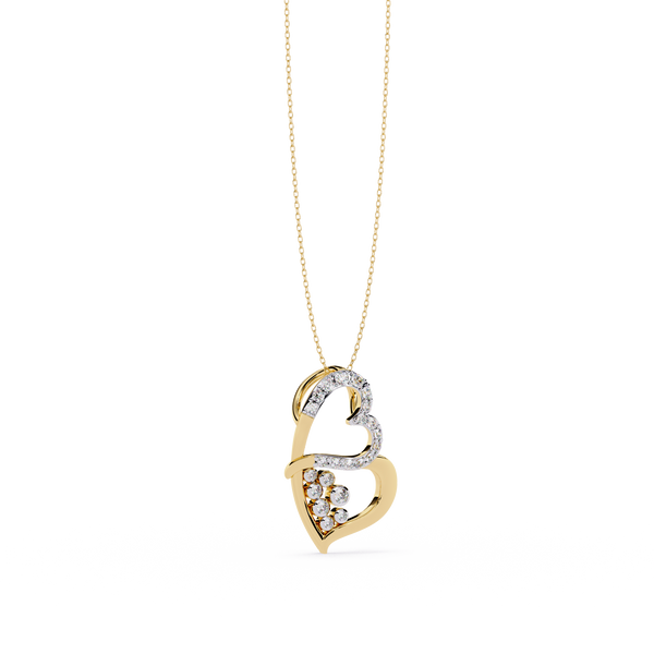 Modern Double Heart Design 0.36 Lab Grown Diamond Pendant in 3.98 Gold Setting (No Chain)