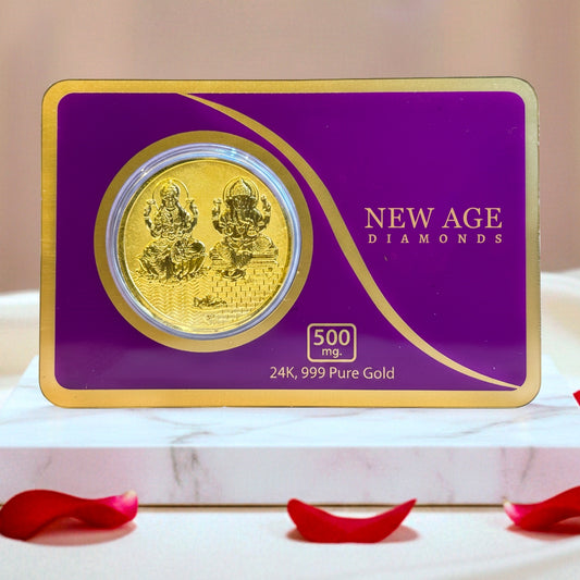 500 mg 24K 999 Pure Gold Coin - 100 % Buyback Guarantee | New Age Diamonds