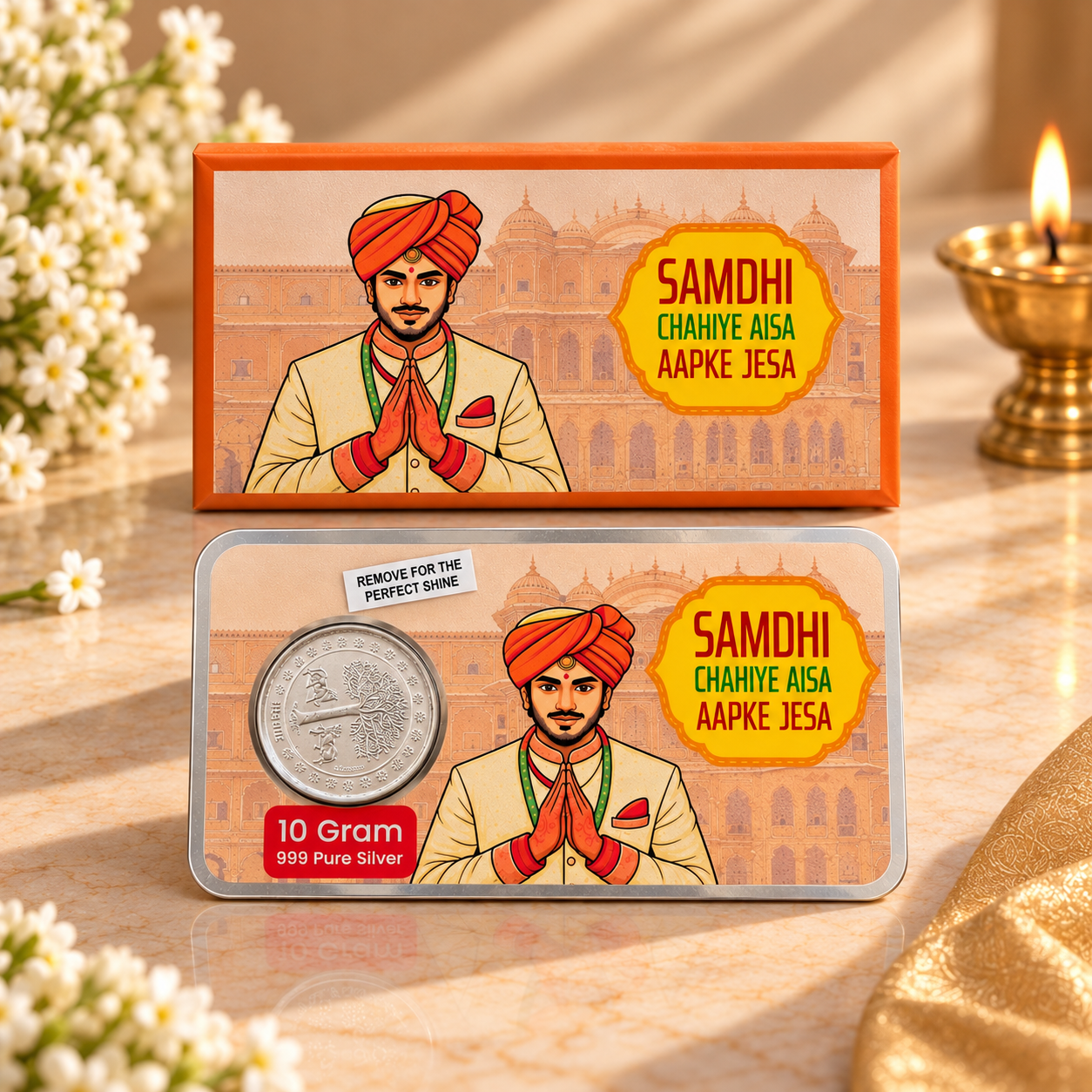 10 Gram 999 Pure Silver Samdhi Coin | Premium Wedding Gift Envelope