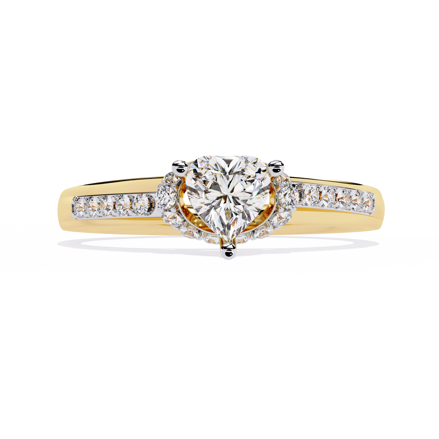 Radiant Heart: 14k Gold Heart Ring with 0.49ct Diamond
