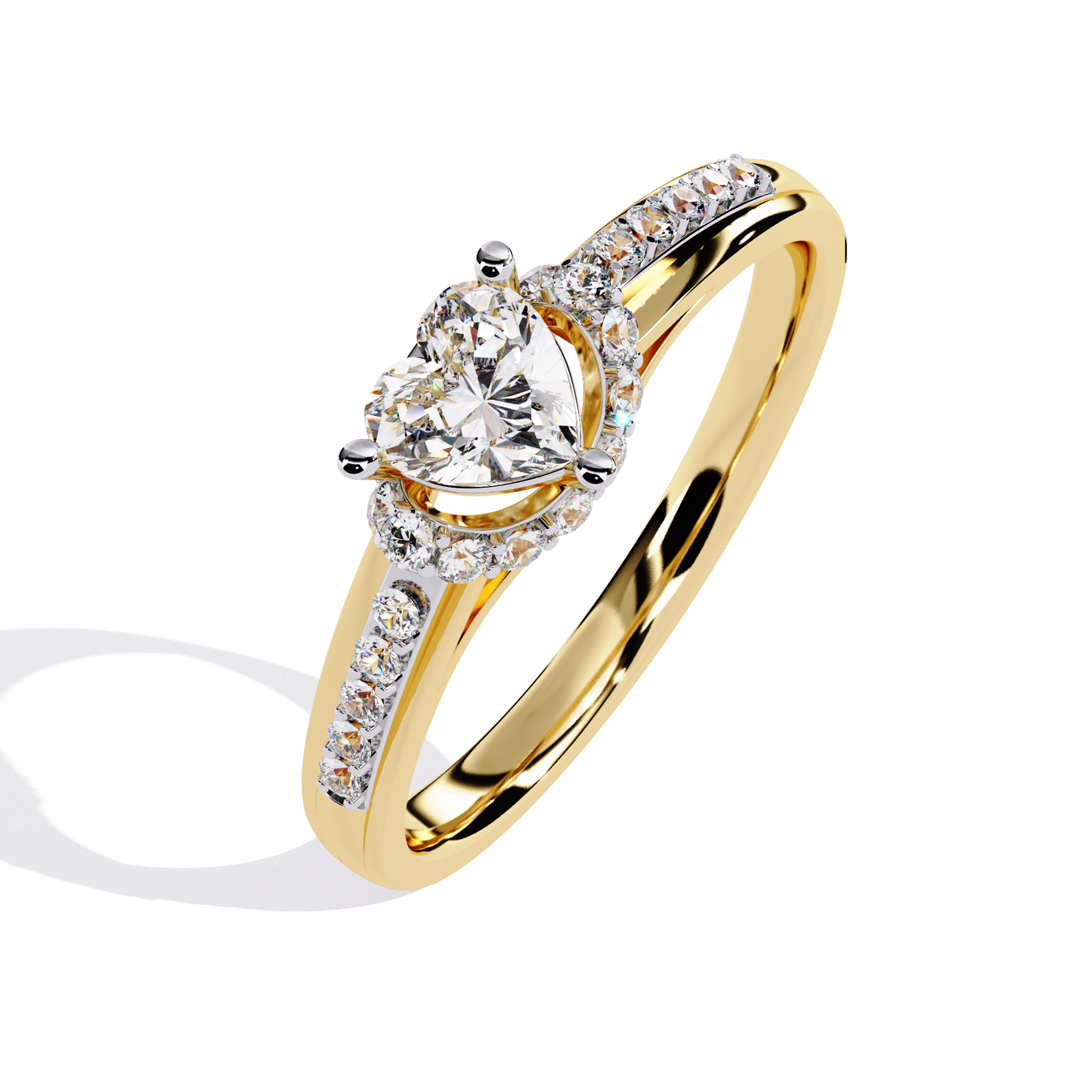 Radiant Heart: 14k Gold Heart Ring with 0.49ct Diamond