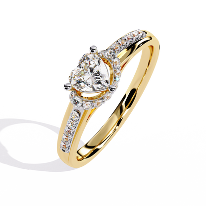 Radiant Heart: 14k Gold Heart Ring with 0.49ct Diamond