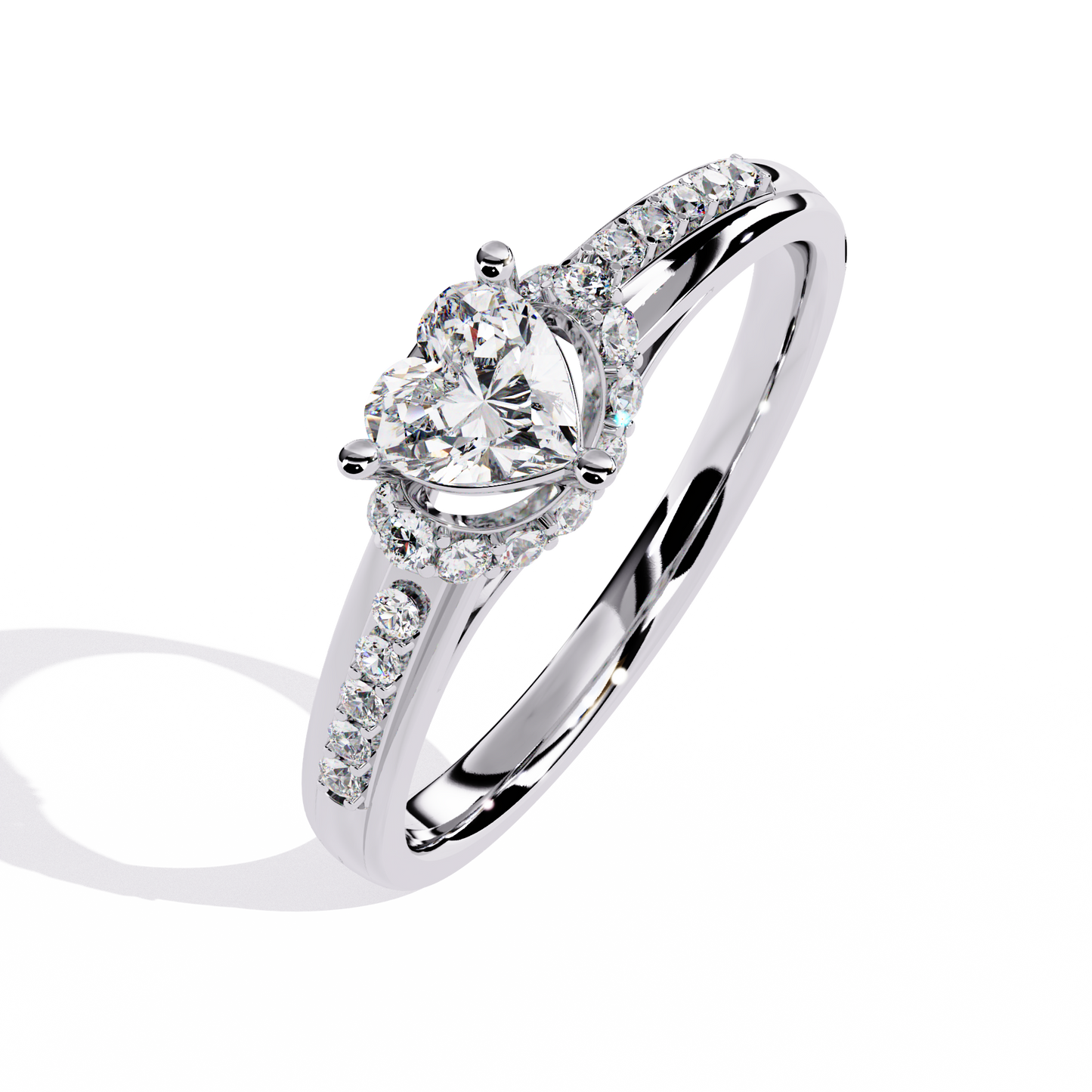 Radiant Heart: 14k Gold Heart Ring with 0.49ct Diamond