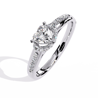 Radiant Heart: 14k Gold Heart Ring with 0.49ct Diamond