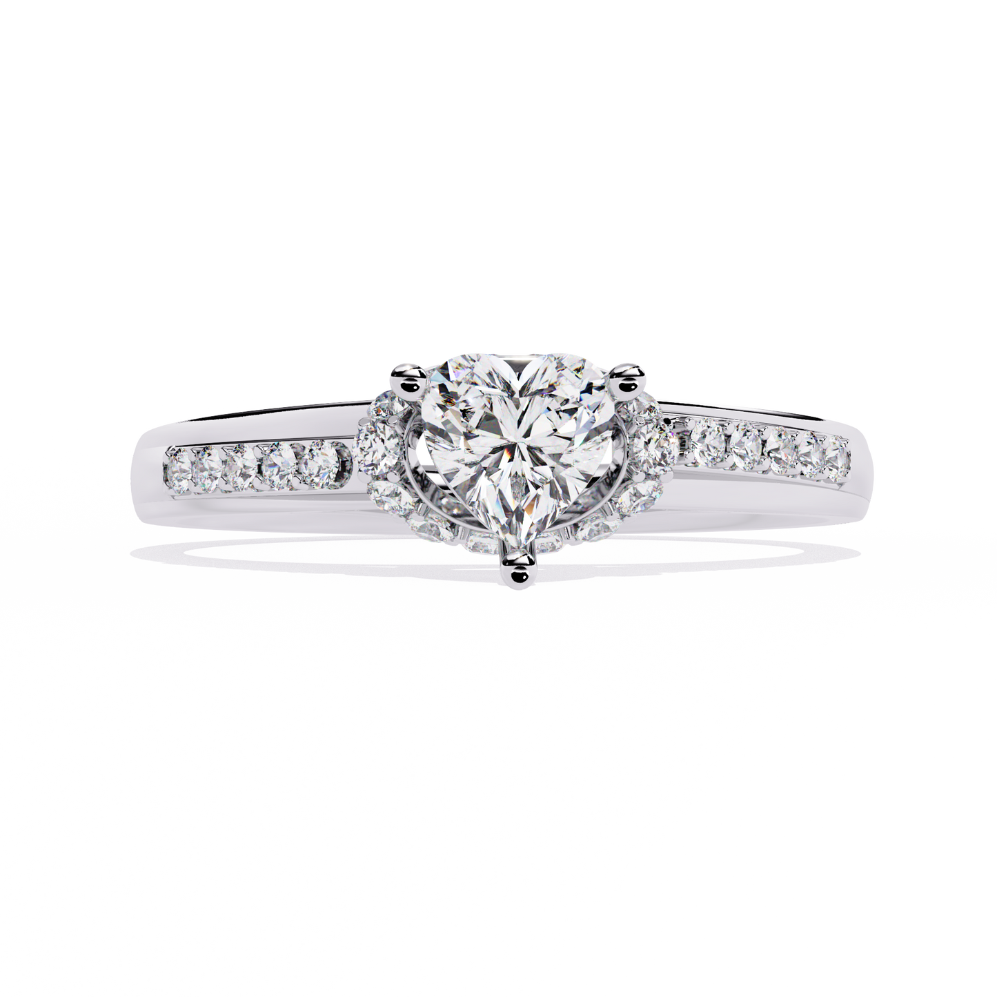 Radiant Heart: 14k Gold Heart Ring with 0.49ct Diamond