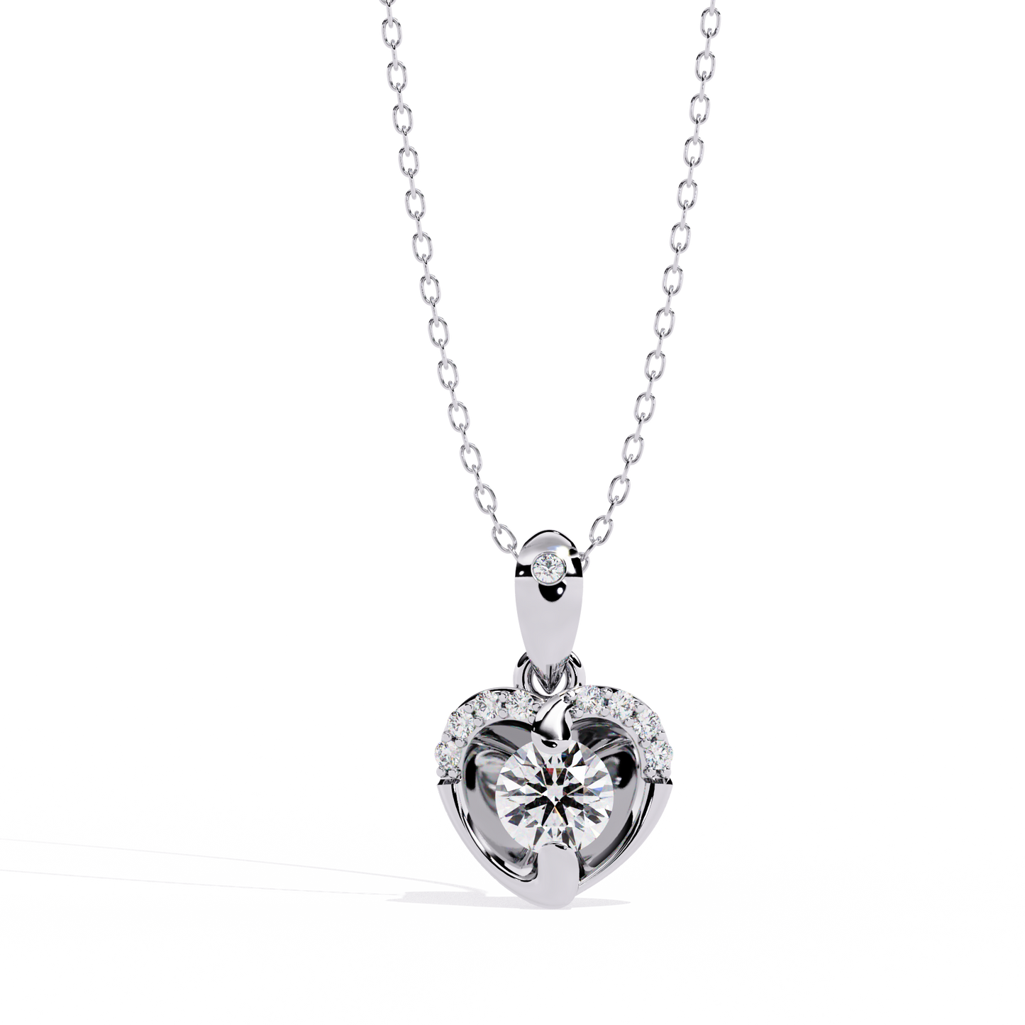 Gold Heart Pendant with 0.27 Carat Diamond without chain