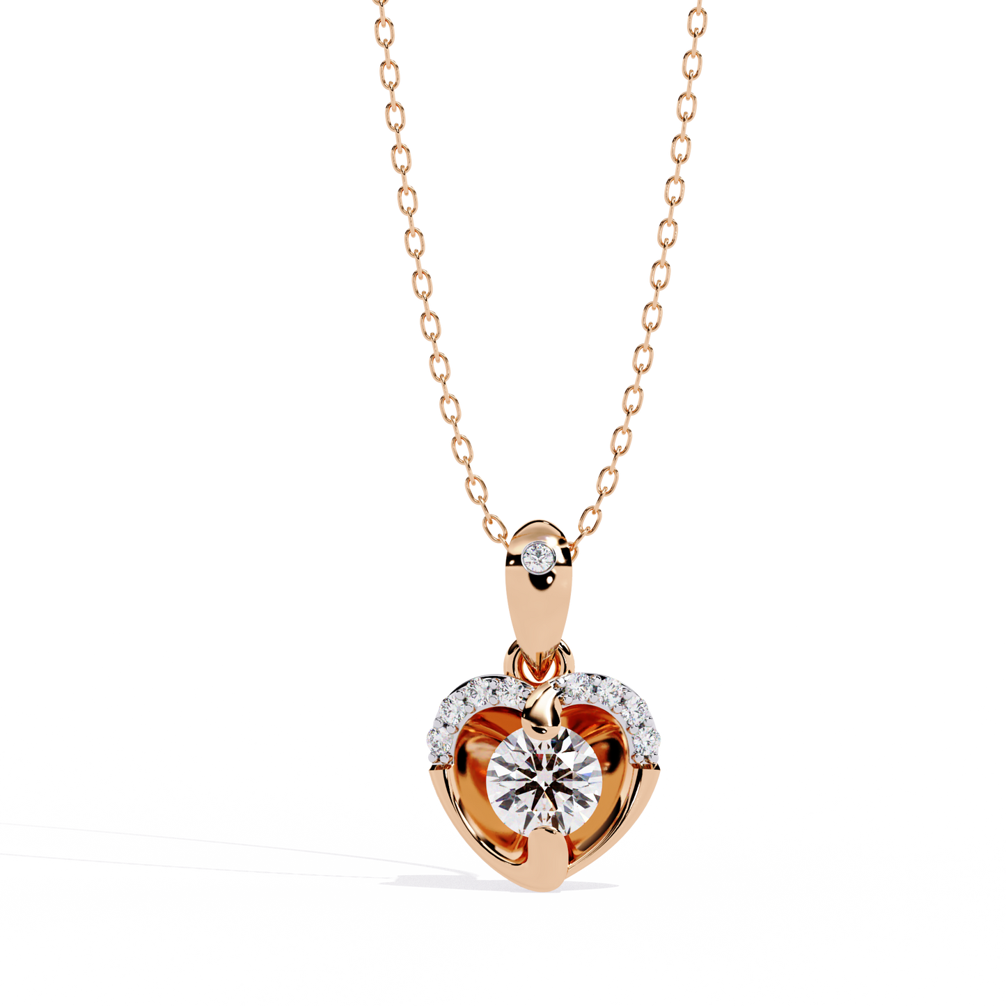Gold Heart Pendant with 0.27 Carat Diamond without chain
