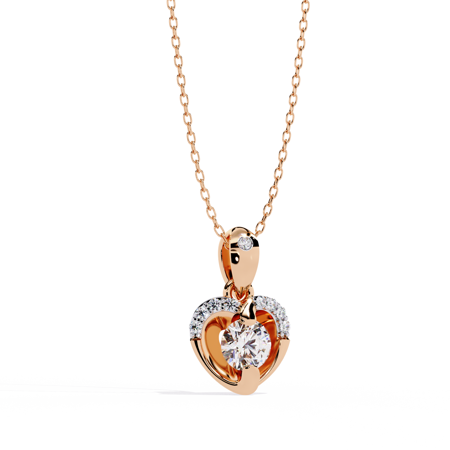 Gold Heart Pendant with 0.27 Carat Diamond without chain