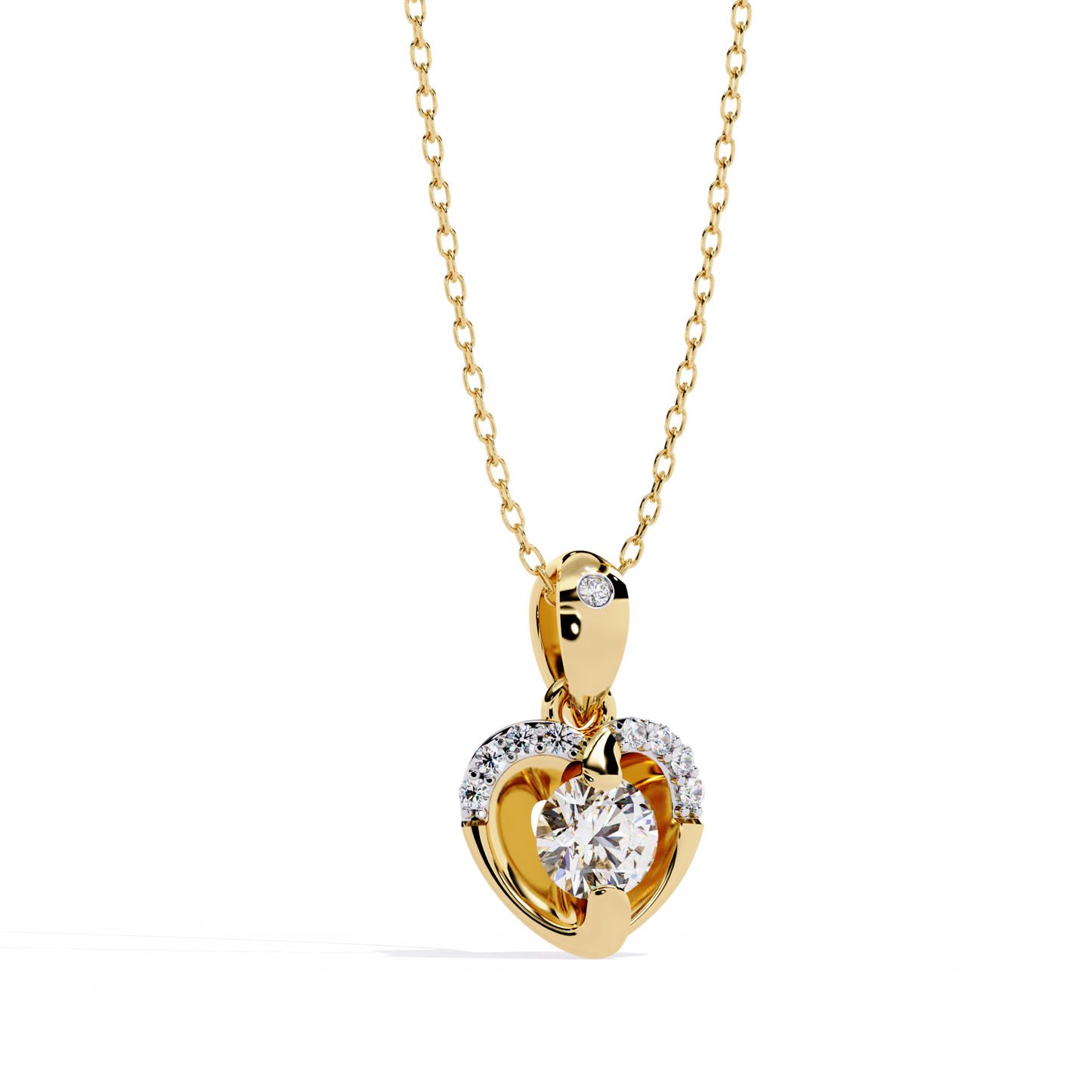 Gold Heart Pendant with 0.27 Carat Diamond without chain