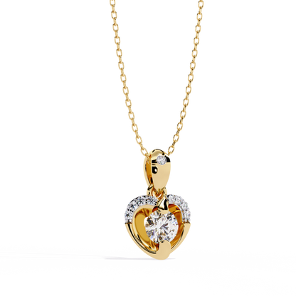 Gold Heart Pendant with 0.27 Carat Diamond without chain
