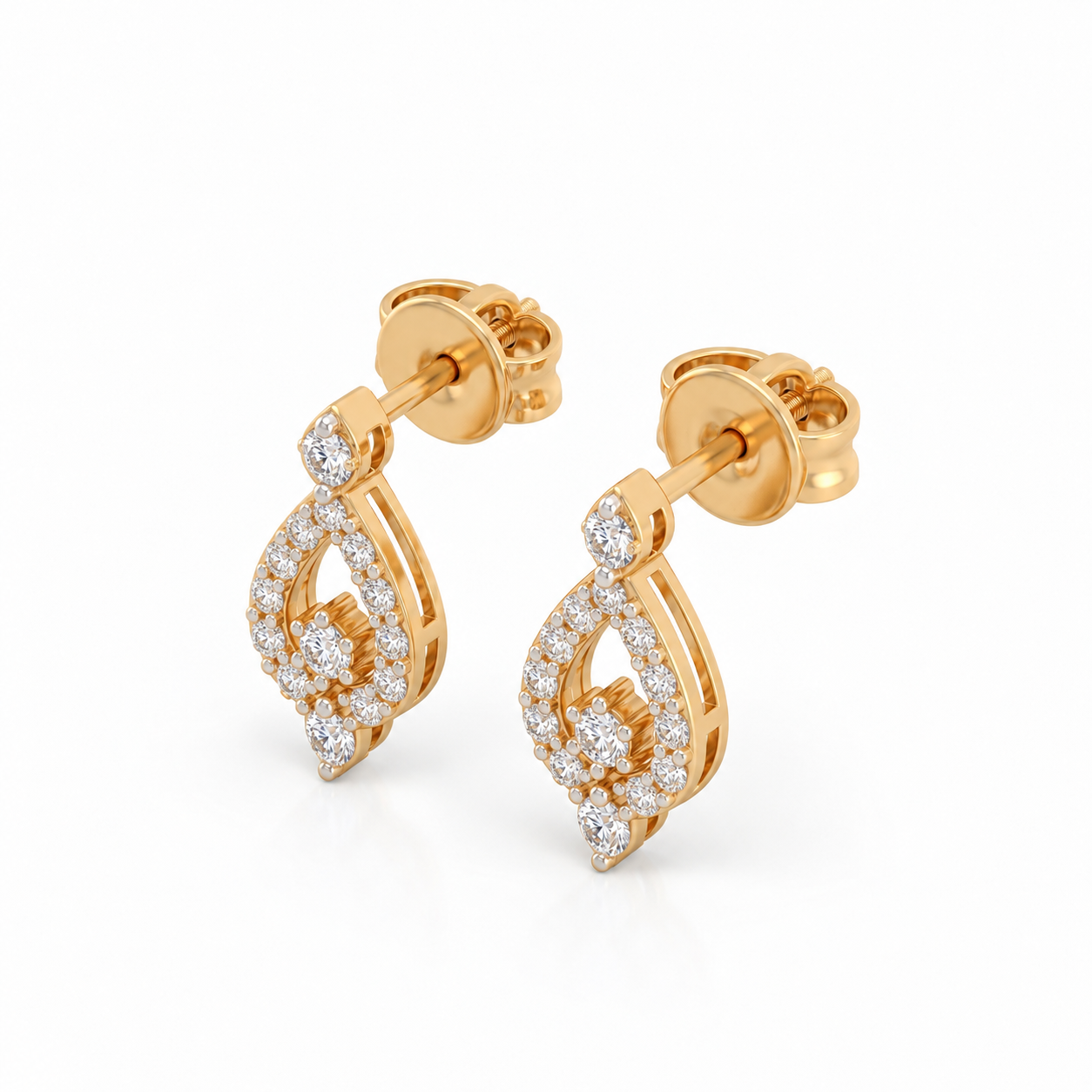 18K Gold Vermeil Diamond Teardrop Stud Earrings