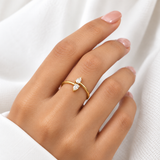 18KT Gold Vermeil Gold Pear-Cut Double Stone Ring