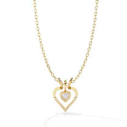 Luxurious Gold Heart Pendant with a 0.65 Carat Lab Grown Diamond (No Chain)