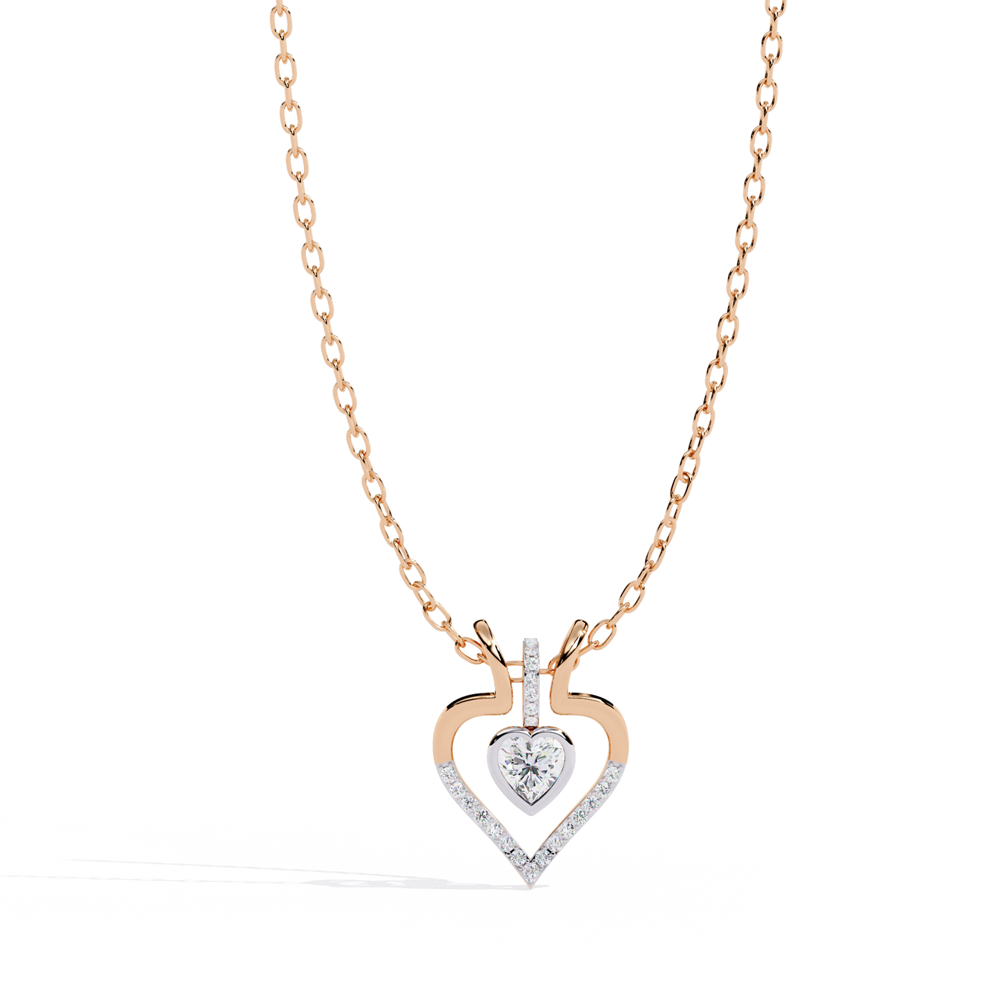 Luxurious Gold Heart Pendant with a 0.65 Carat Lab Grown Diamond (No Chain)