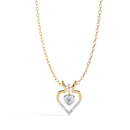 Luxurious Gold Heart Pendant with a 0.65 Carat Lab Grown Diamond (No Chain)