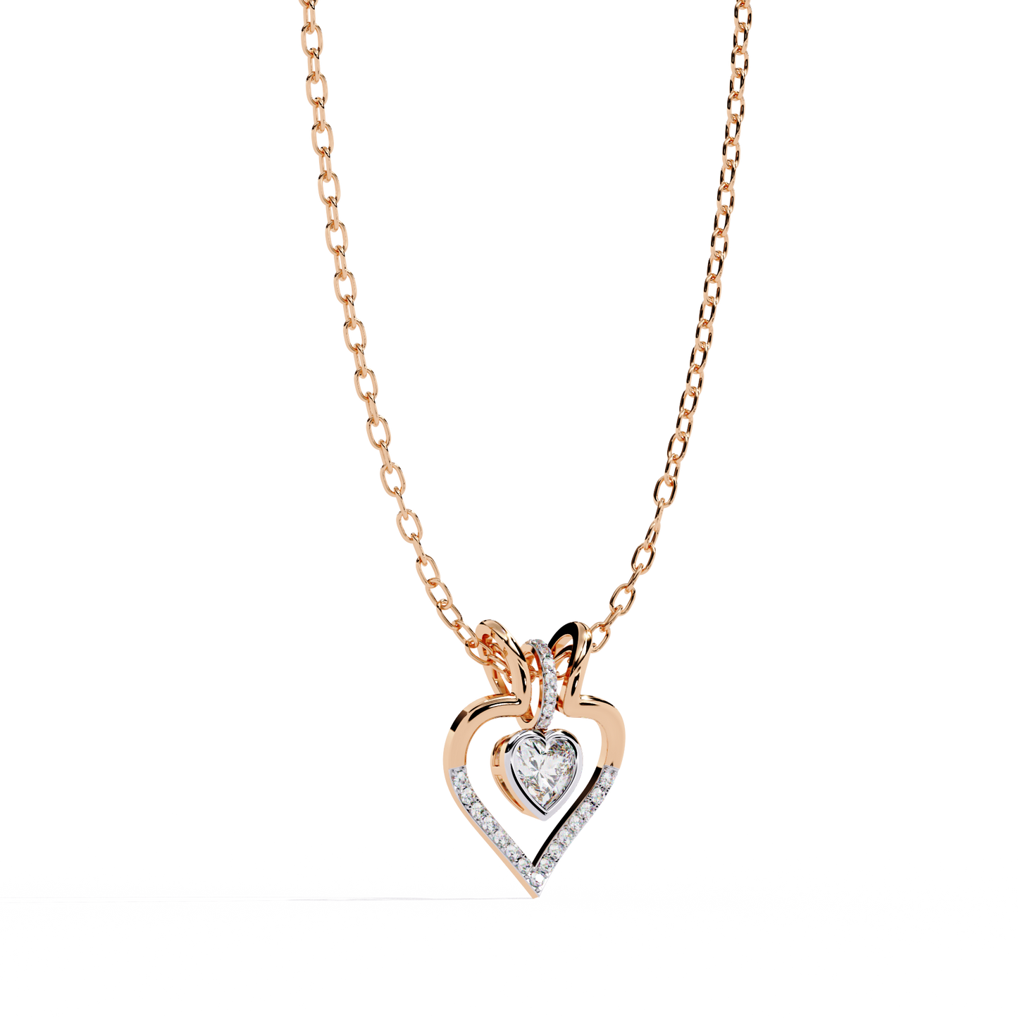 Luxurious Gold Heart Pendant with a 0.65 Carat Lab Grown Diamond (No Chain)