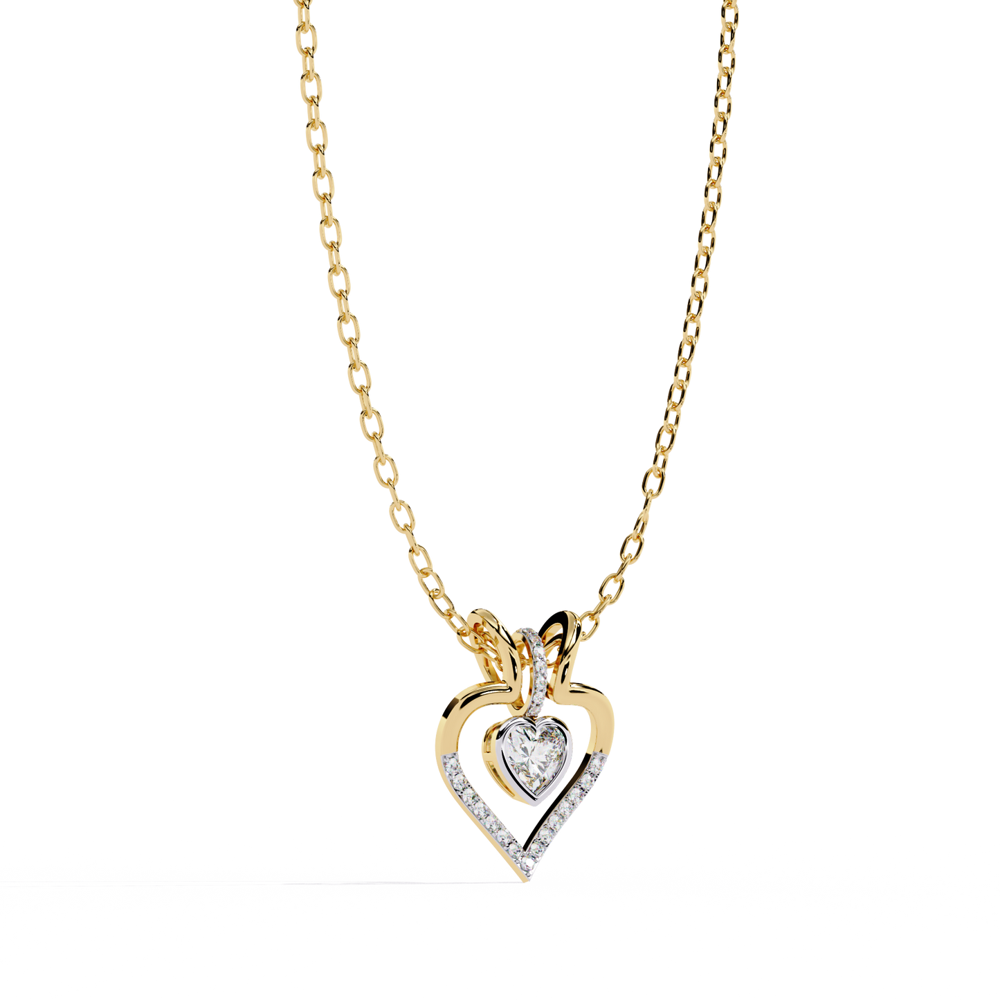 Luxurious Gold Heart Pendant with a 0.65 Carat Lab Grown Diamond (No Chain)