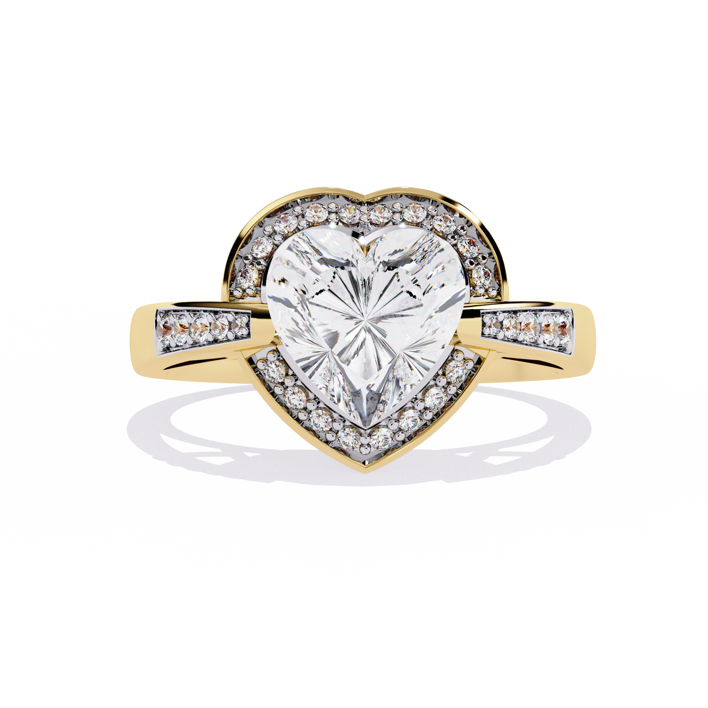 Radiant Heart: 14k Gold Heart Ring with 1.98ct Diamond