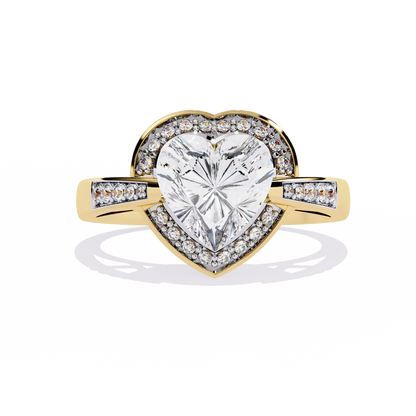 Radiant Heart: 14k Gold Heart Ring with 1.98ct Diamond