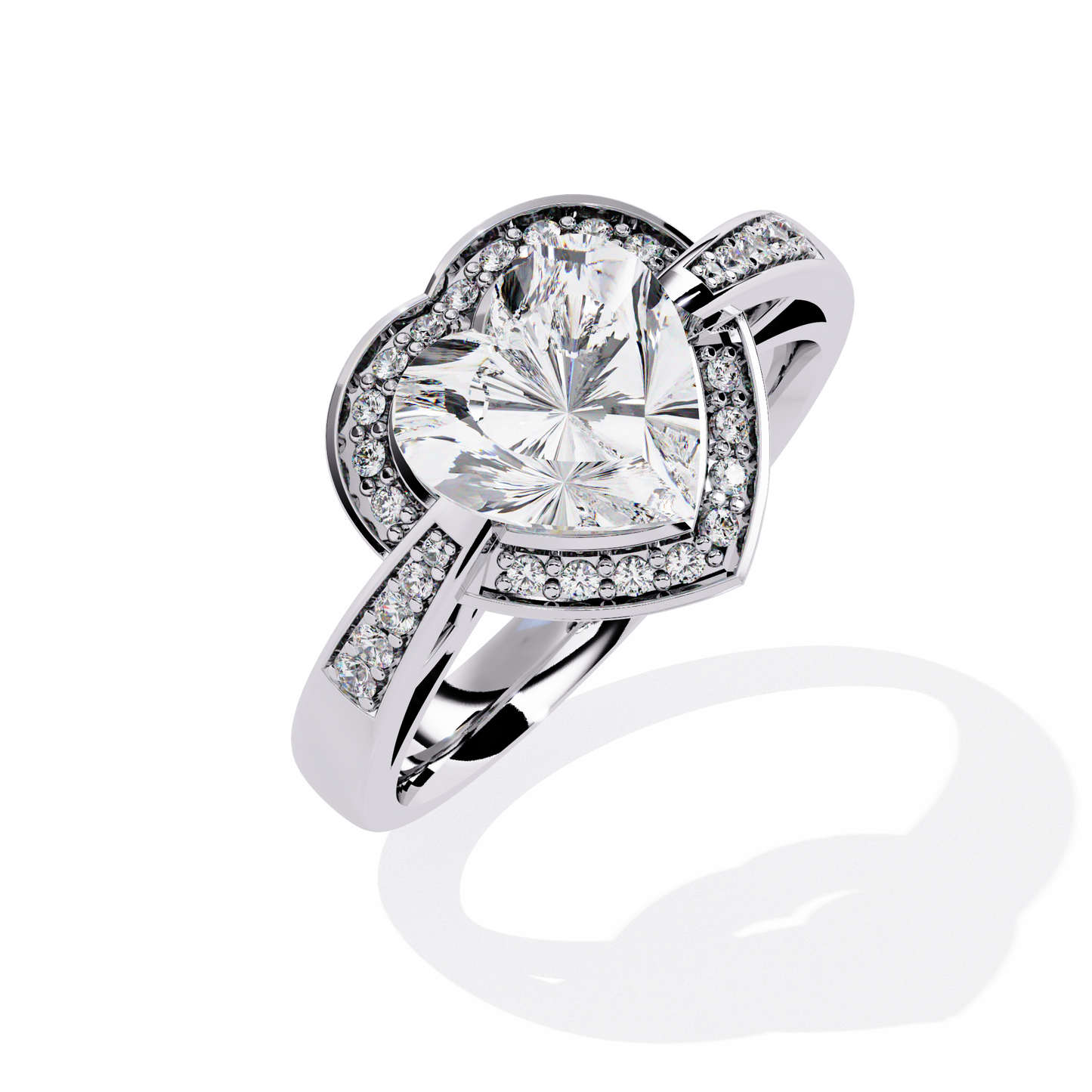 Radiant Heart: 14k Gold Heart Ring with 1.98ct Diamond