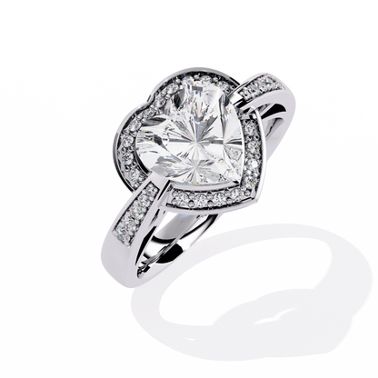 Radiant Heart: 14k Gold Heart Ring with 1.98ct Diamond