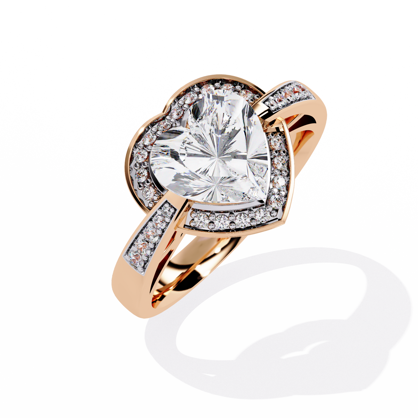 Radiant Heart: 14k Gold Heart Ring with 1.98ct Diamond
