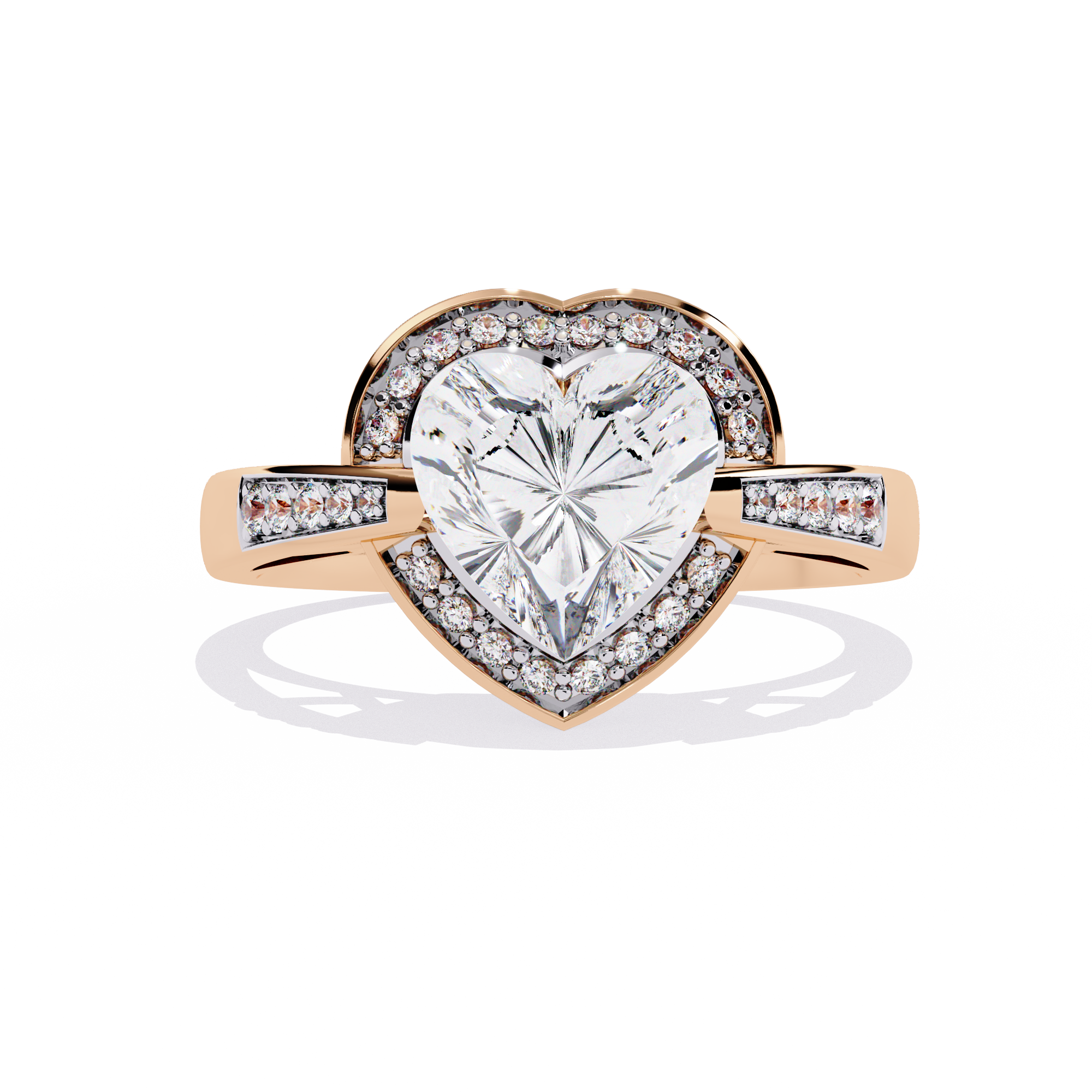Radiant Heart: 14k Gold Heart Ring with 1.98ct Diamond
