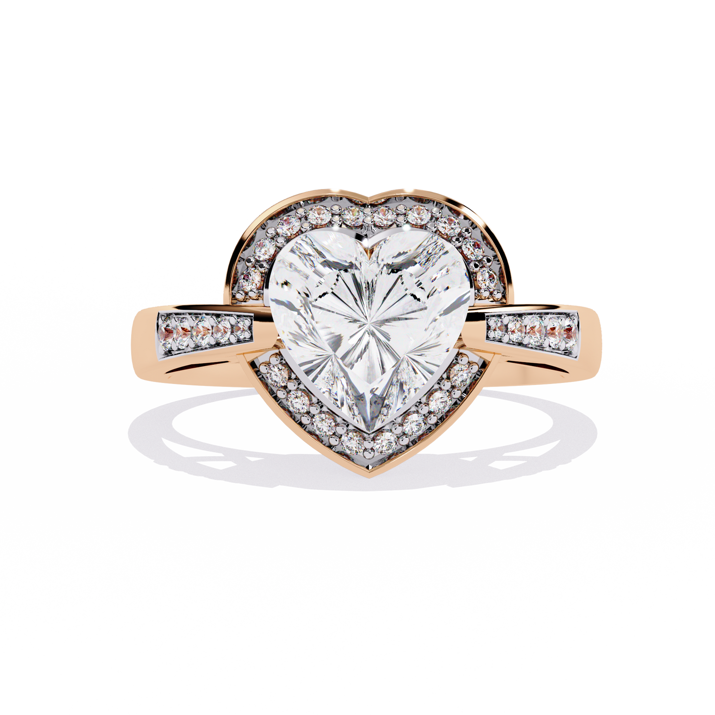 Radiant Heart: 14k Gold Heart Ring with 1.98ct Diamond
