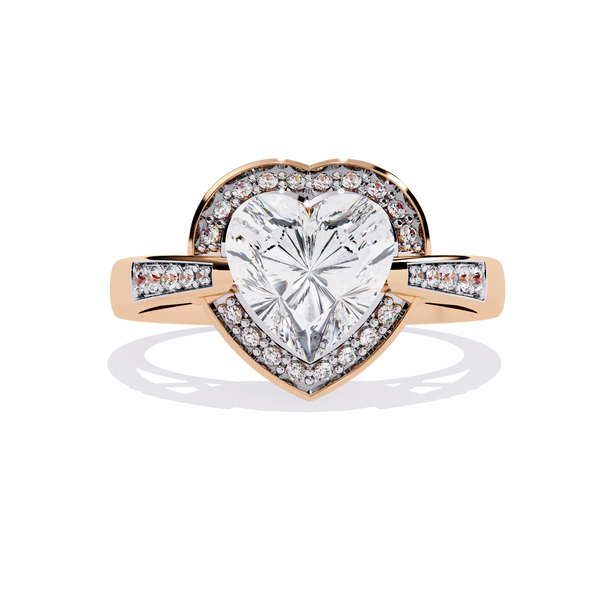 Radiant Heart: 14k Gold Heart Ring with 1.98ct Diamond
