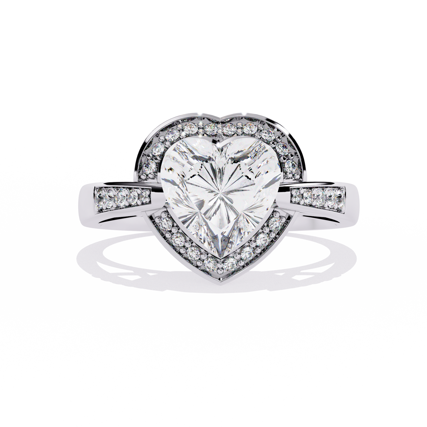 Radiant Heart: 14k Gold Heart Ring with 1.98ct Diamond