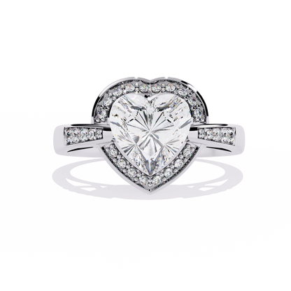 Radiant Heart: 14k Gold Heart Ring with 1.98ct Diamond