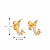 18K Gold Vermeil  Luna Curve Lab-Grown Diamond Stud Earrings