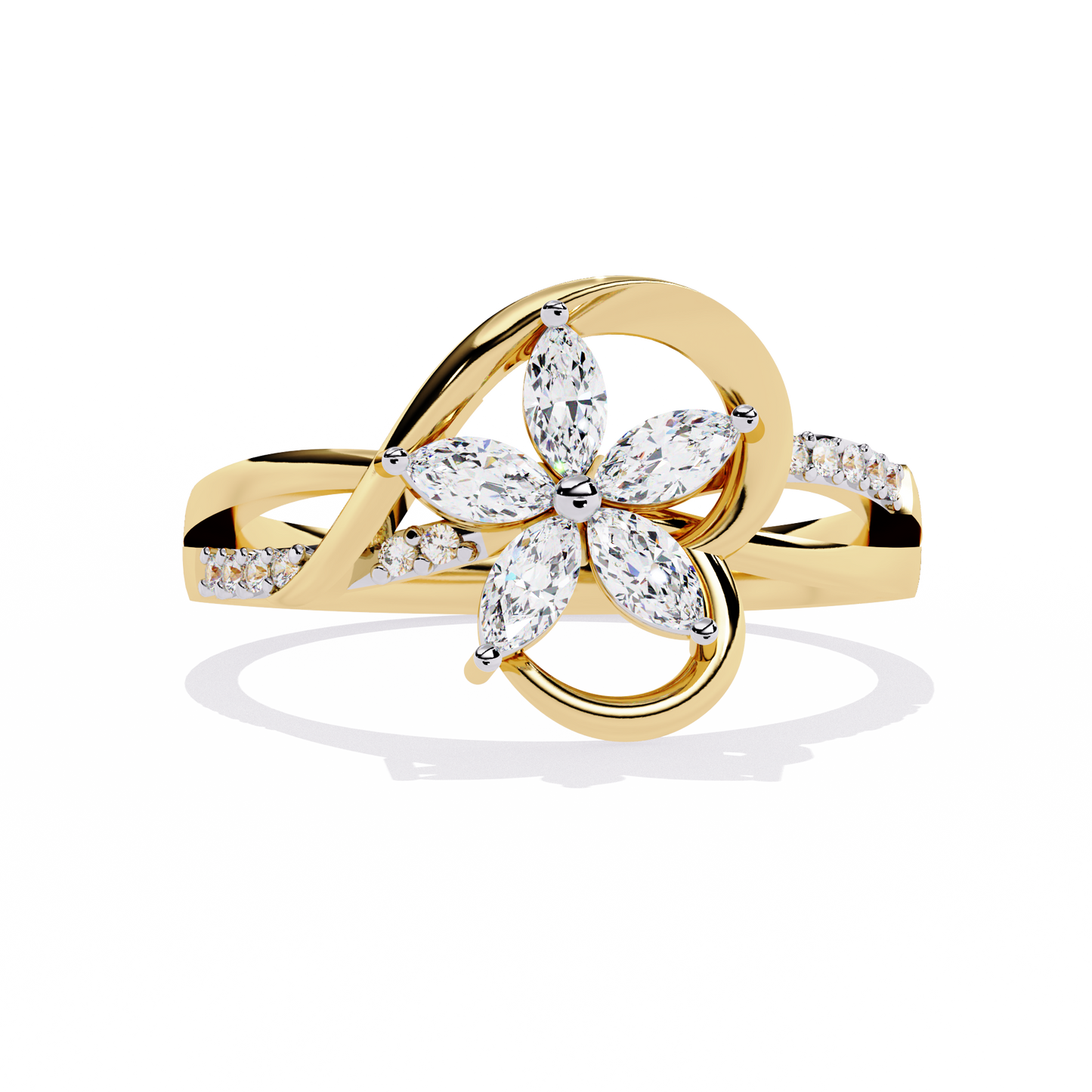 Blooming Love: 14k Gold Ring with 0.30ct Diamonds