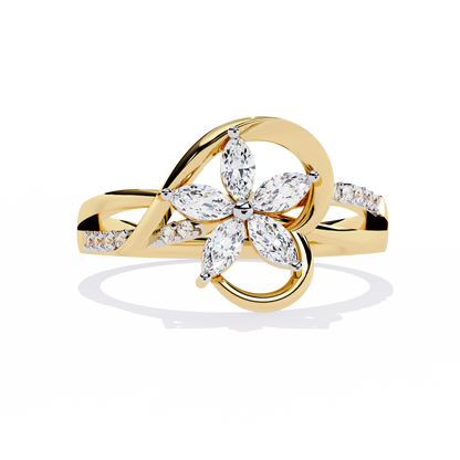 Blooming Love: 14k Gold Ring with 0.30ct Diamonds