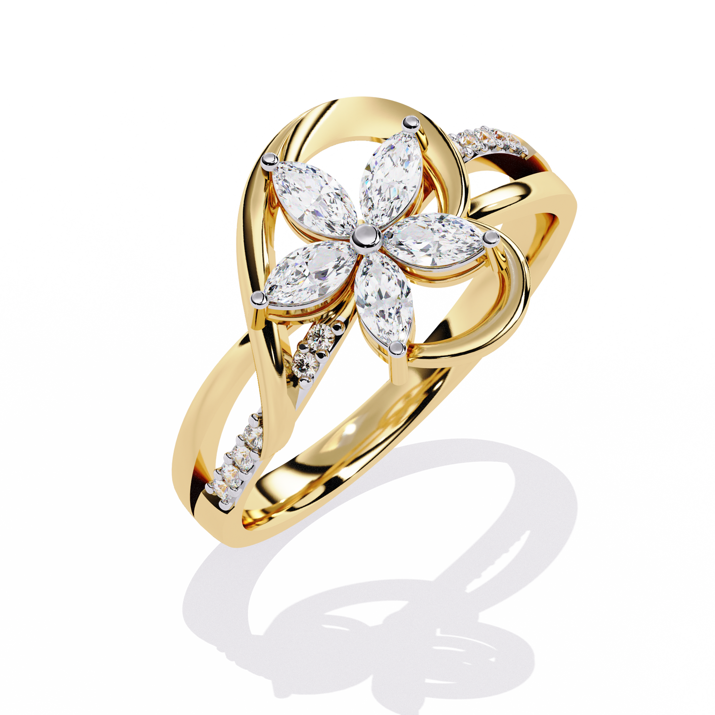 Blooming Love: 14k Gold Ring with 0.30ct Diamonds