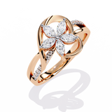 Blooming Love: 14k Gold Ring with 0.30ct Diamonds