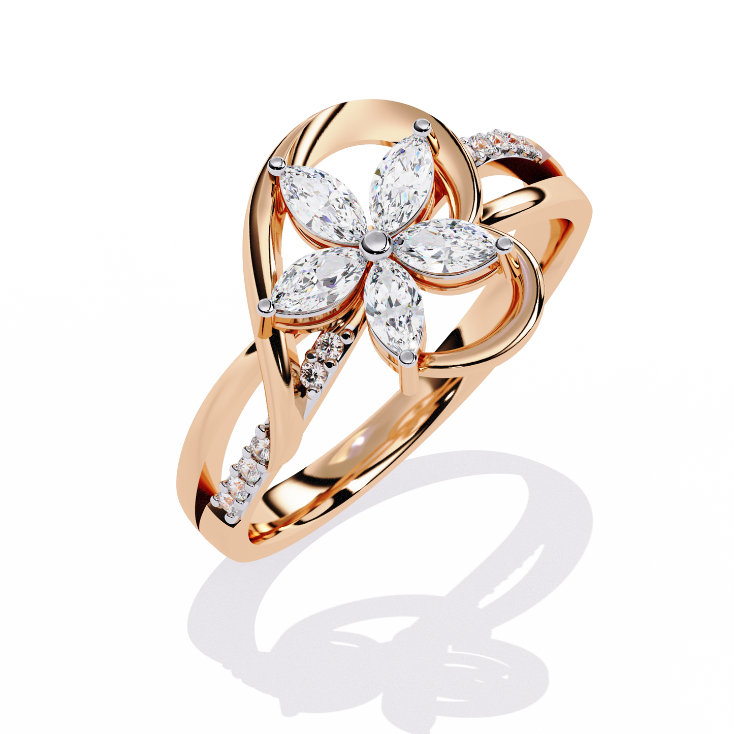 Blooming Love: 14k Gold Ring with 0.30ct Diamonds
