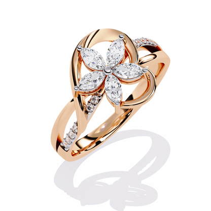 Blooming Love: 14k Gold Ring with 0.30ct Diamonds