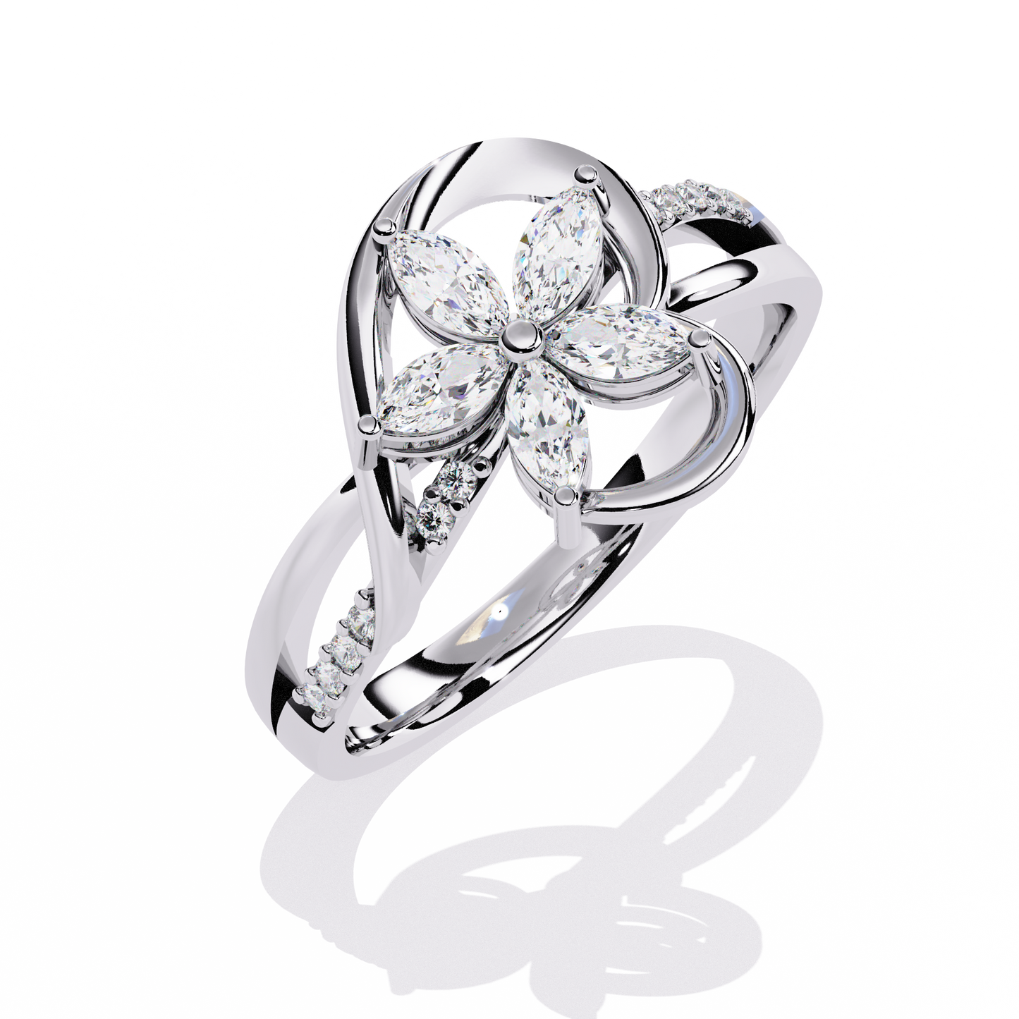 Blooming Love: 14k Gold Ring with 0.30ct Diamonds