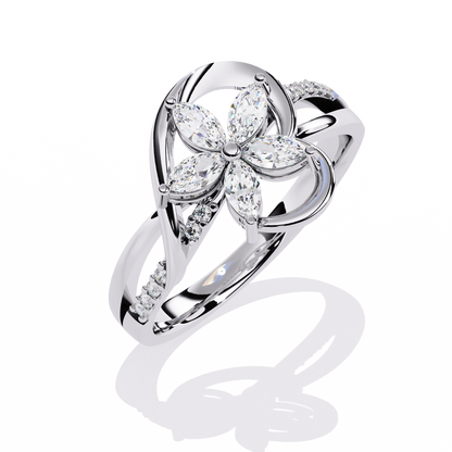 Blooming Love: 14k Gold Ring with 0.30ct Diamonds
