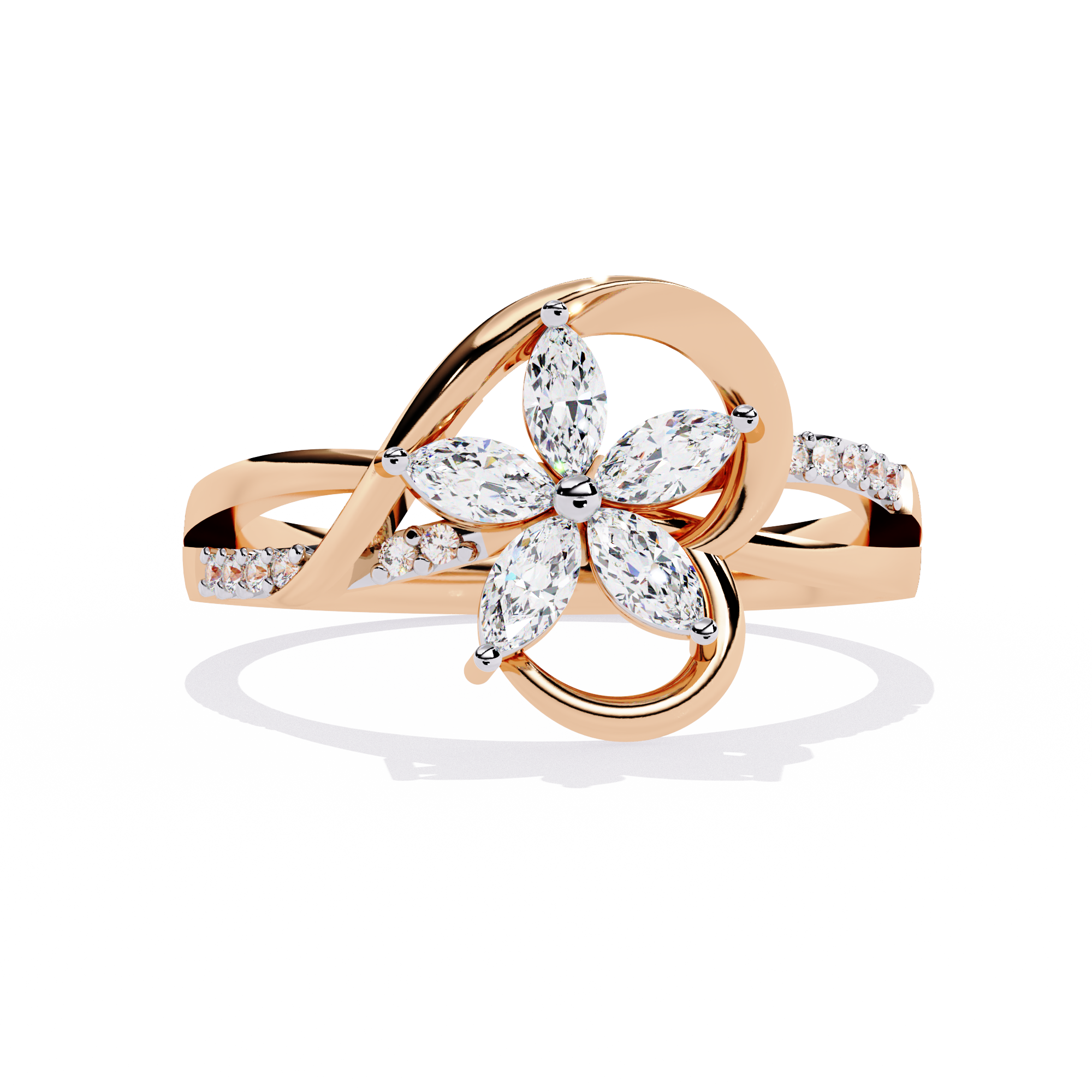 Blooming Love: 14k Gold Ring with 0.30ct Diamonds