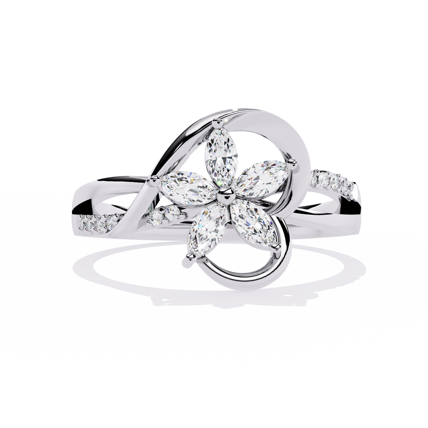 Blooming Love: 14k Gold Ring with 0.30ct Diamonds