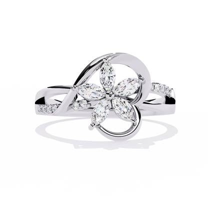 Blooming Love: 14k Gold Ring with 0.30ct Diamonds