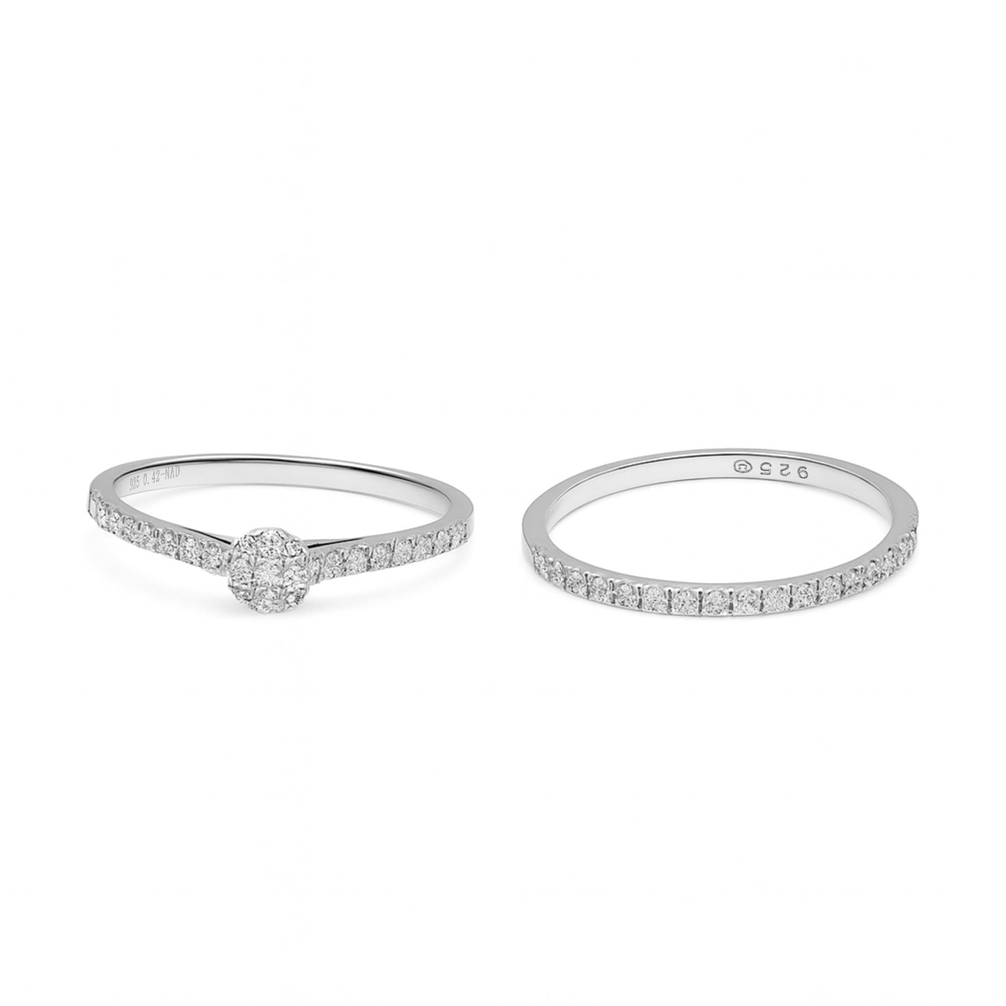 Lab Grown Round Ring Band 0.68 CT, VS1 – Silvadium (92.5  Silver + Palladium), 3.2g– Certified & Hallmarked