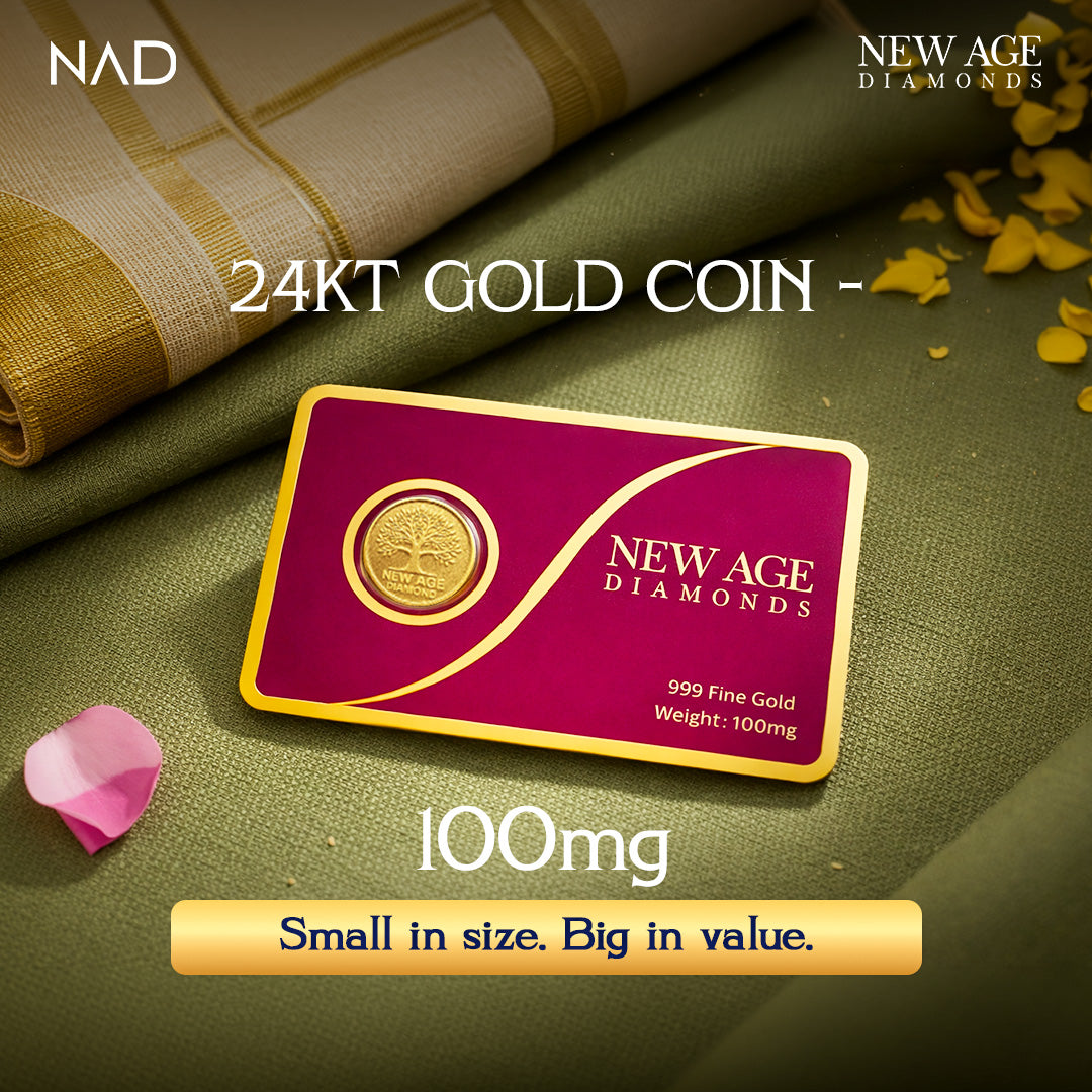 100 mg 999 Fine Gold Coin - Tree of Life Design for Diwali