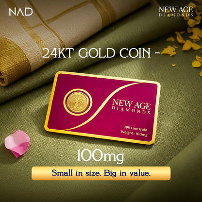 100 mg 999 Fine Gold Coin - Tree of Life Design for Diwali