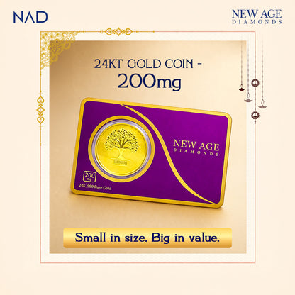 200 mg 24K (999) Pure Gold Coin - Certified Gold by New Age Diamonds