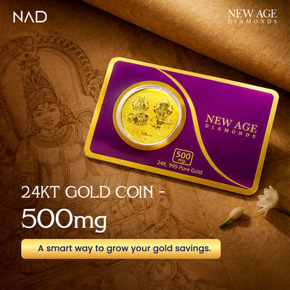 500 mg 24K 999 Pure Gold Coin - 100 % Buyback Guarantee | New Age Diamonds