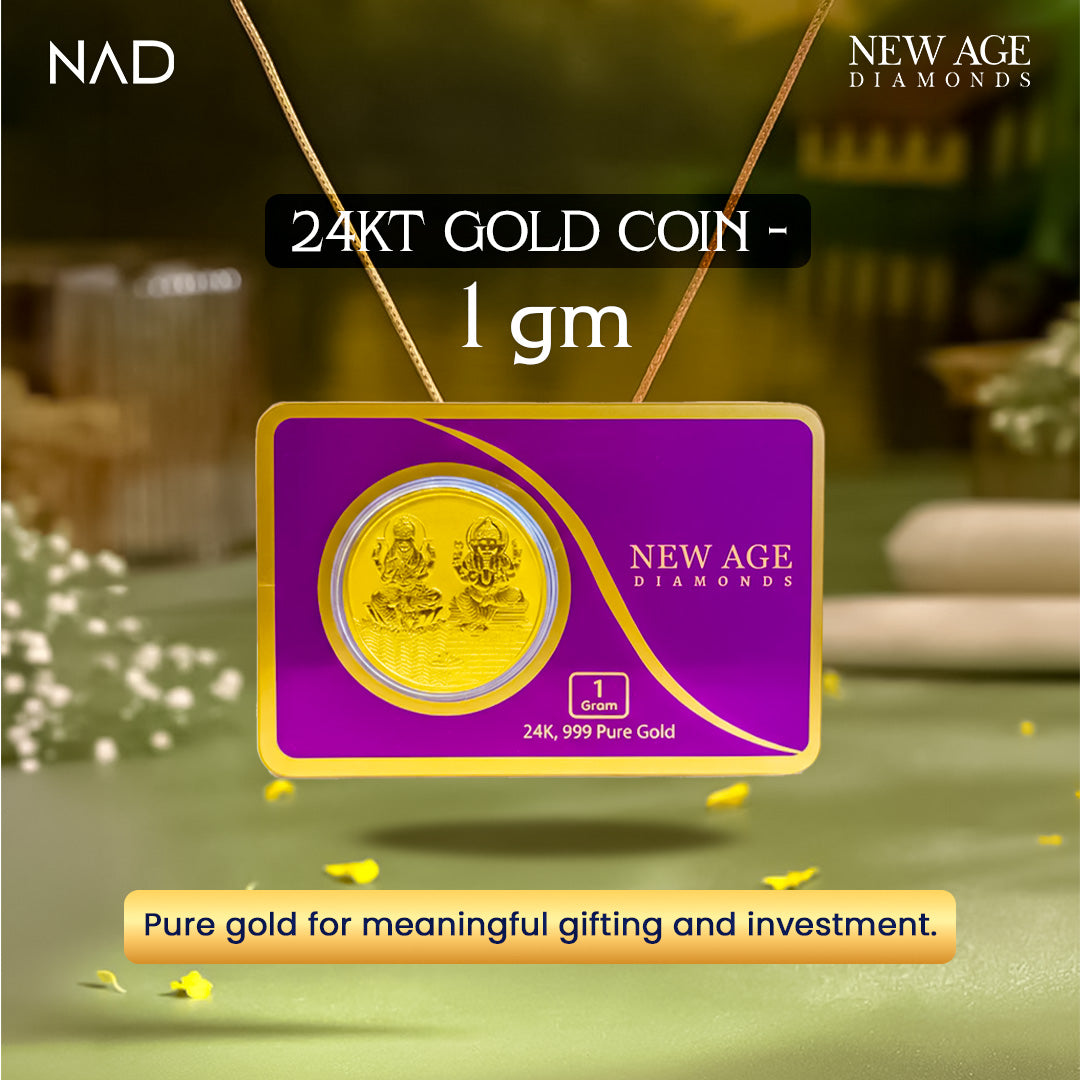 1 Gram Pure Gold Coin 24K 999 for Gifting & Savings | 100% Buyback Guaranteed | New Age Diamonds
